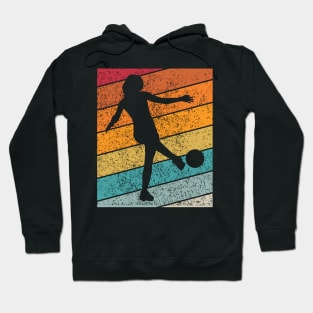 Female Soccer Football Outdoor Sports Retro Sunset Design Hoodie